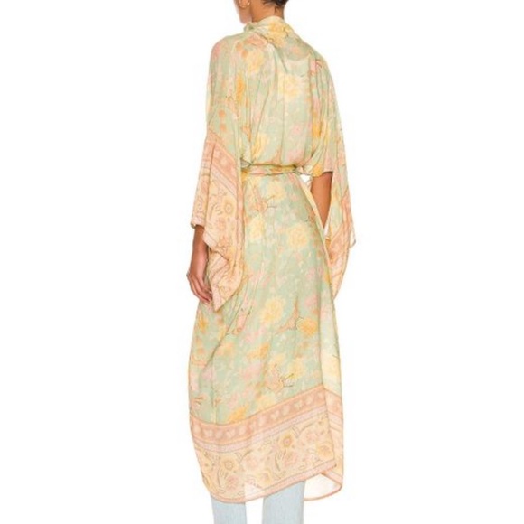 Lena Vie Butterfly Gardens Viscose + Cotton Kimono In Soft Petal Print, Sash Tie - Picture 14 of 15